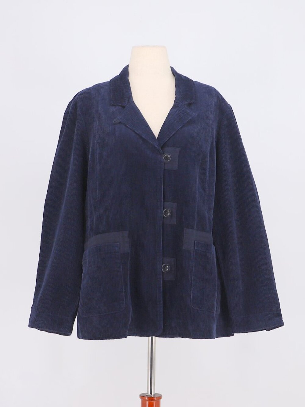 POETRY Hemp Cotton Yak Corduroy Blazer Jacket in Navy Size US 14
